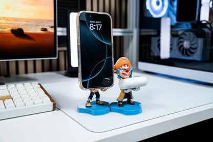 Cableguys Minis One Piece Luffy Phone Stand & Earbuds Holder - Phone Holder for Desk and Bedside, Earbud Holders for Cell Phones, Earphone & Small Devices, Fun Desk Accessories for Kids and Adults