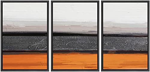 NWT Framed Canvas Print Wall Art Set Pastel Orange Black Minimal Landscape Nature Abstract Illustrations Modern Art Contemporary Decorative Chic for Living Room, Bedroom, Office - 16"x24"x3 Black - color: A02-2203-m07, size: 16" x 24" x 3 Panels BLACK