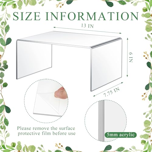 RattanView 2 Pcs 13 Inch Large Acrylic Risers Display Stands 5 mm Thick Acrylic Shelf Riser Showcase for Collectibles Jewelry Cupcakes Food Figures Perfume Cabinet(Clear) - color: Clear, size: 13 Inch, 5 mm