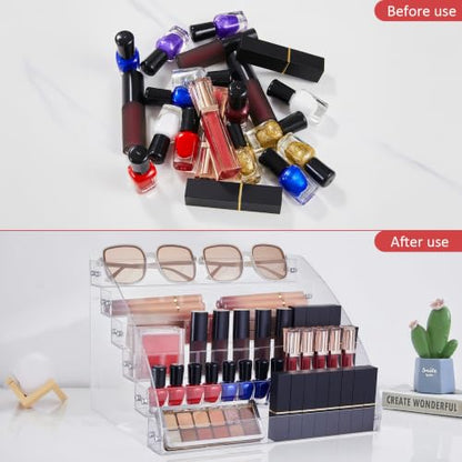 KINGROW Nail Polish Organizer Durable Easy Install Holds up to 96 Bottles | Durable acrylic rack, sturdy and easy to install.Versatile storage for polish, oils, glasses, and ink.Fits 1-2oz bottles - size: 6 Layers
