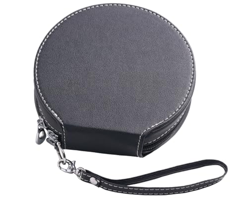 Hard Protective Travel Case for CD, 20-Capacity CD/DVD Case, PU Leather Disc Organizer, Suitable for Car, Home, Office, Travel (Black) - color: Black