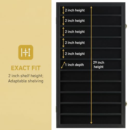 DisplayGifts Building Block Toy Minifigures Miniatures Thimble Display Case Wall Cabinet Standing Plates Included, UV Protection Door Black Finish Frame - size: X Large - Black