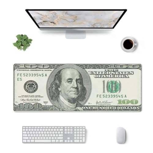 Money Gaming Mouse Pad, USA Dollar Large Extended Desk Mat 11.8X 31.5 inches with Non-Slip Base & Stitched Edges, Waterproof Desk Mat for Office, Home, Laptop, Computer Keyboard - color: Money_10