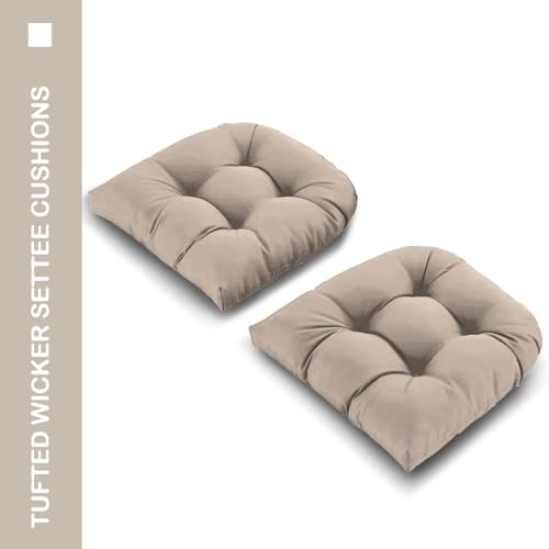 Outdoor Chair Cushions 22x22x4 Inch Set of 2, Seat Pads with Ties, Taupe - color: Taupe, size: 22x22x4"