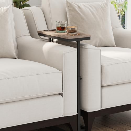 TUTOTAK End Table with Charging Station, Side Table, Tall Couch Table, Sofa Table, Living Room, Bedroom,Greige TB01BG084 - color: Greige, size: 1 Pack, style: With Plug