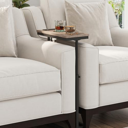 TUTOTAK End Table with Charging Station, Side Table, Tall Couch Table, Sofa Table, Living Room, Bedroom,Greige TB01BG084 - color: Greige, size: 1 Pack, style: With Plug