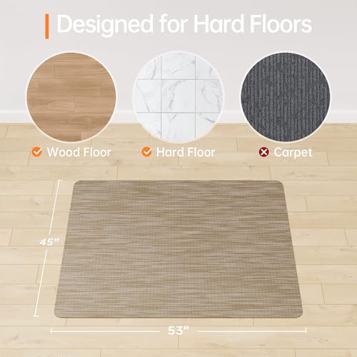 Office Chair Mat, 45" x 53" Computer Chair Mat for Hardwood Floor, Non-Curve Anti Slip Hard Floor Protector for Rolling Chair, PVC Mat Desk Rug for Home Office - color: Dark Brown, size: 45" x 53" Rectangular