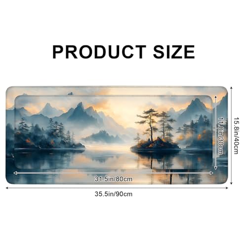 Mouse Pad, Large Anti-Slip with Stitched Edges Desk Mat Desktop Laptop Computer Desk Keyboard Mat,Table Protector Blotter Mat (Mountain, 35.4" x 15.7") - color: Mountain, size: 35.4" x 15.7"