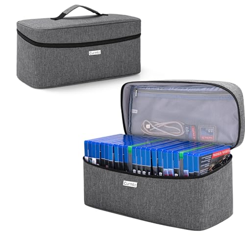 CURMIO Game Disc Storage Bag for up to 24 Discs, Universal Portable Gaming Disk Carrying Case Compatible for PS4/PS4 Pro/PS3/PS5/Xbox One/Xbox Series X/S,Gray - color: Gray
