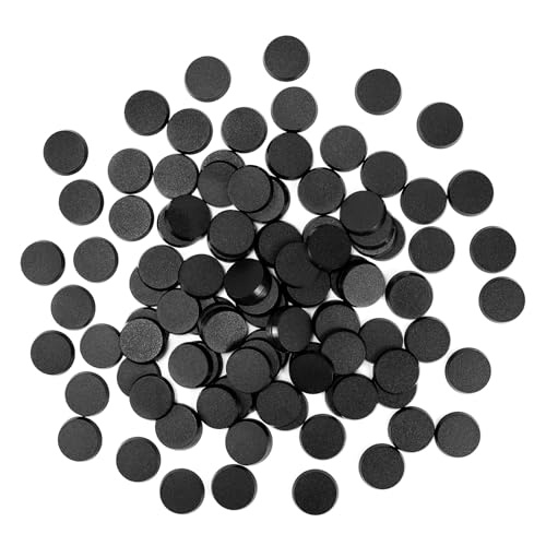 100PCS 32mm/1.26inch Textured Plastic Black Round Miniature Bases, Model Base for Gaming Miniatures or Wargames Table Top Games - color: 32mm-100pcs-black