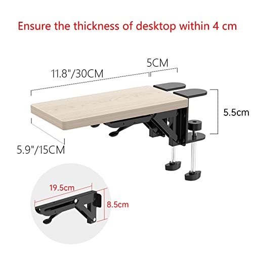 OUGIC Ergonomic Desk Extension Tray, 30 x 15 cm, Clamp Without Perforation, Foldable Keyboard Drawer Tray, Wrist Rest, Computer Stand - color: Maple, size: 15cm*30cm