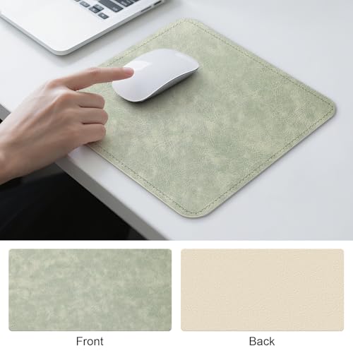 Imitation Crazy Horse Leather Desk Mat - Waterproof Desk Pad - Ideal for Large Mouse Pad and Desk Mats on Top of Desks (Light Green+White, 11"*8") - color: Light Green+white, size: 11" x 8"