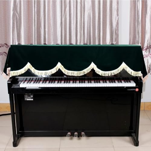 Piano Keyboard Non-Dirt Cover – Half-Covered Durable Split Curtain Design for Grand Pianos,Velvet Fabric 70x29in(Dark Green/Violet/Black)(Green) - color: Green