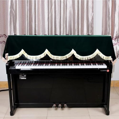 Piano Keyboard Non-Dirt Cover – Half-Covered Durable Split Curtain Design for Grand Pianos,Velvet Fabric 70x29in(Dark Green/Violet/Black)(Green) - color: Green