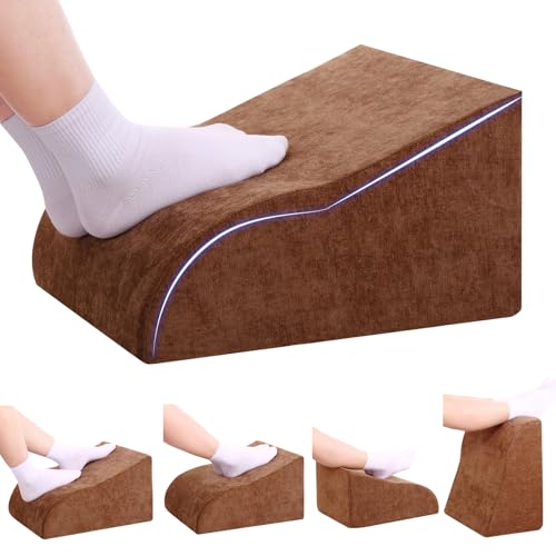 Foot Rest for Under Desk at Work, Ergonomic Under Desk Footrest with Washable Cover for Office, Home & Gaming Leg Elevation Pillow Brown - color: D-brown