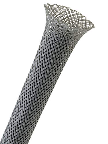 1/8" PET Expandable Braided Sleeving - Color: Gray - Length: 10FT - color: Gray, size: 0.125 Inch Dia - 10 Feet