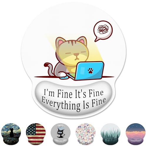 Ergonomic Mouse Pad with Wrist Support,Working Cat Mouse Pad with Wrist Rest,Relieve Wrist Pain Mousepad Non-Slip Rubber Base,Cute Mouse Pads for Desk,Computers,Laptop,Office,Gaming,Accessories - color: Working Cat