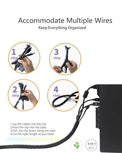 6 Pack Desk Grommet 2 Inch (50 mm) Bi-Metal Hole Saw Kit | with Cord Wrap Coiled Tube Management,2 m Cable Sleeve Organizer with Table Hole Cover