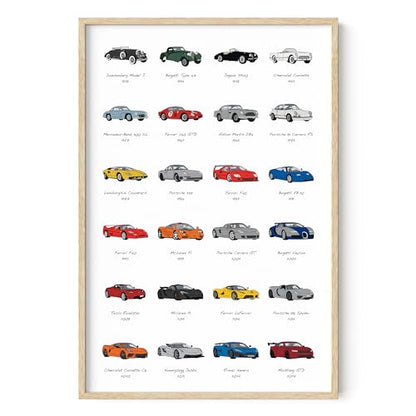 HAUS AND HUES Race Car Poster - Super Car Poster - Made in The USA - Beige Frame 24x36 - color: Sports Car, size: 24"L x 36"W, style: Beige Framed