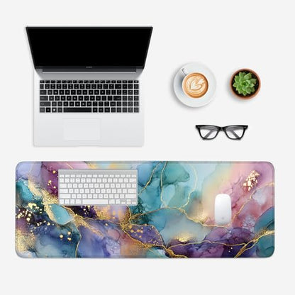 Mouse Pad, Large Anti-Slip with Stitched Edges Desk Mat Desktop Laptop Computer Desk Keyboard Mat,Table Protector Blotter Mat (Purple, 31.5" x 11.8") - color: Purple, size: 31.5" x 11.8"