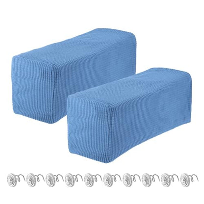 uxcell 2pcs Stretch Armrest Covers for Chairs/Sofas, Couch Arm Covers with Twist Pin, Furniture Protector Slipcovers Denim Blue - color: Denim Blue