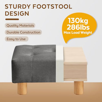 Small Foot Stool Ottoman, Linen Footstool Ottoman Foot Rest for Couch, Rectangle Footstools and Ottomans Small for Living Room, Entryway and Bedroom (Gray) - color: Gray (Linen)