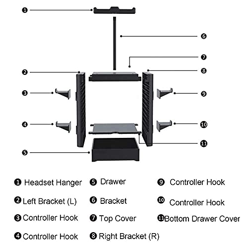 Multifunctional 10 Games Disk Storage Rack for PS5 Controller/Headset Stand Holder for PS4/Xbox Series X/Switch/PS5 Game Accessories Organizer