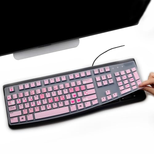 Keyboard Cover for Logitech K120 & MK120 Ergonomic Desktop USB Keyboard, Logitech K120 & MK120 US Layout Waterproof Anti-Dust Keyboard Skin-Lovly - color: Lovly