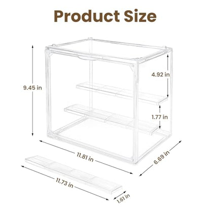 2-Pack Acrylic Display Case for Collectibles, Modular 3-Tier Clear Display Box with Magnetic Door, Stackable Figure Cabinet for Blind Box, Mini Figures, Vinyl Figures & 1:24 Diecast Cars - size: Medium