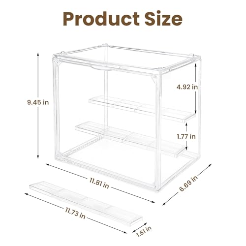2-Pack Acrylic Display Case for Collectibles, Modular 3-Tier Clear Display Box with Magnetic Door, Stackable Figure Cabinet for Blind Box, Mini Figures, Vinyl Figures & 1:24 Diecast Cars - size: Medium