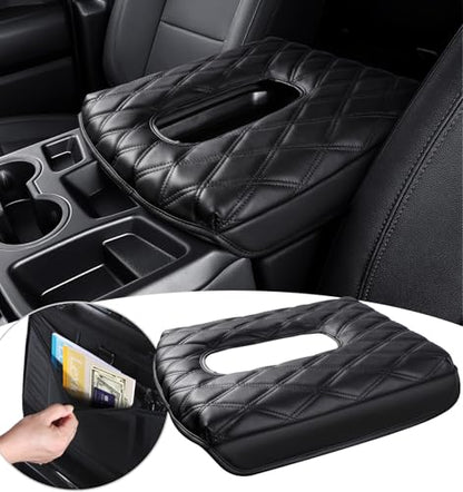 Sinvanho Center Console Cover for Chevy Chevrolet Silverado/GMC Sierra 2019-2026, PU Leather Armrest Box Middle Console Cover Protector Pad, Truck Interior Accessories (Split Bench Jump Seat Only) - style: Split Bench Seat 2019+
