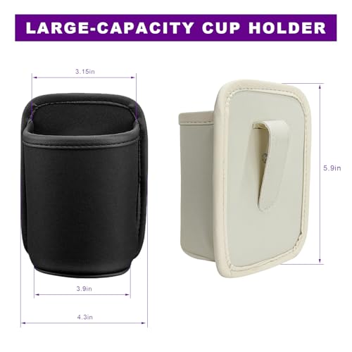 2 PCS Large Car Door Cup Holders, Clip On Beverage Drink Holder Vehicle Door Storage Organizer, Scratch-Resistant Leather Water Bottle Hanging Holder for SUV Sedan Truck (Black+White) - color: Black+White, 2 PCS