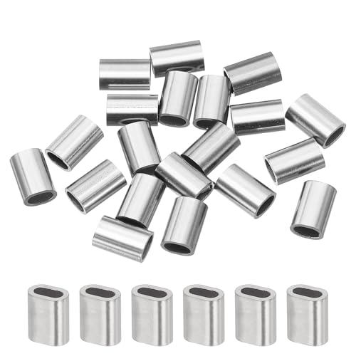 uxcell 1/16"(1.5mm) Wire Rope Stop Sleeve, 304 Stainless Steel Cable Wire Rope Crimping Loops Sleeve Ferrules for Cable Ferrule, Silver 20Pcs - size: 1/16"(1.5mm)
