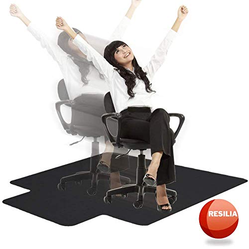RESILIA Office Desk Chair Mat with Lip - for Low Pile Carpet (with Grippers) Black, 36 Inches x 48 Inches, Made in The USA - color: Black, size: 36" x 48" with lip