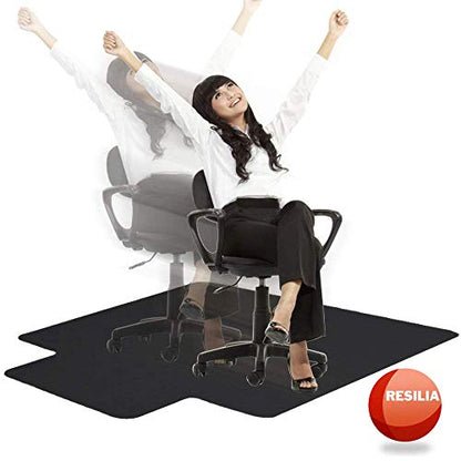 RESILIA Office Desk Chair Mat with Lip - for Low Pile Carpet (with Grippers) Black, 45 Inches x 53 Inches, Made in The USA - color: Black, size: 45" x 53" with lip