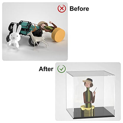 Cliselda Clear Acrylic Display Case with Black Base 5x5x5 inch | Square Acrylic Box Cube Small Storage Containers, Fully Assembled Dustproof Display Box for Collectibles Action Figures - size: 5x5x5 inch
