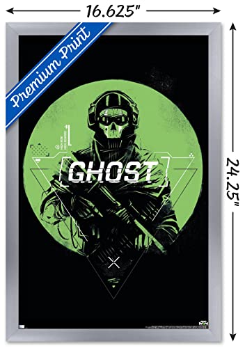 Trends International Call of Duty: Modern Warfare 2 - Ghost Emblem Wall Poster, 14.725" x 22.375", Silver Framed Version - color: Silver Framed Version, size: 22.4"L x 14.7"W