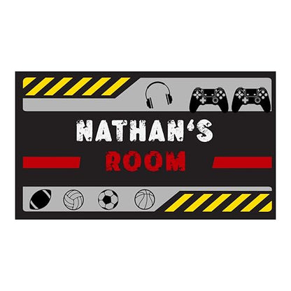 Custom Boys Room Wall Decal – Door Sticker for Teens – Personalized Name Wall Art Sign for Teen Bedrooms, Gaming Spaces, or Lounges – Vinyl Sticker for Boys Age 12-16 – MotivoDecorSpaces (Name Banner)
