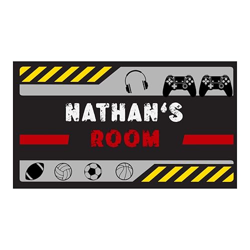 Custom Boys Room Wall Decal – Door Sticker for Teens – Personalized Name Wall Art Sign for Teen Bedrooms, Gaming Spaces, or Lounges – Vinyl Sticker for Boys Age 12-16 – MotivoDecorSpaces (Name Banner)