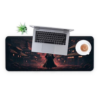 MAY FLOWER Gaming Mouse pad, Large Laptop Mousepad, Full Keyboard Mat, Long Computer Mouse Mat for Home and Office, Anti-Slip Rubber Base, 31.5 x 11.8 Inches (Samurai) - color: Samurai