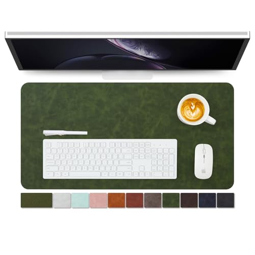 Distressed Leather Desk Mat - Non-Slip PU Desk Pad for Office and Home - Desk Organization and Accessories - Ideal for Large Mouse Pad and Desk Mats on Top of Desks(Forest Green,27.6"x 13.8") - color: Forest Green, size: 27.6" x 13.8"