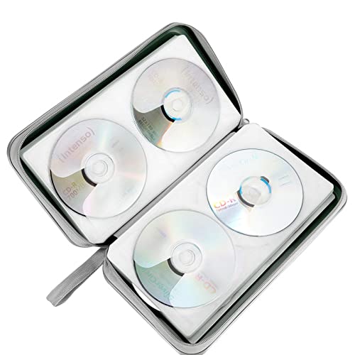 Siveit CD/DVD Case Holder, 80 Capacity Hard Plastic Disc Cases Storage Binder for Car, Home, Office, Travel (Dark Green) - color: Dark Green