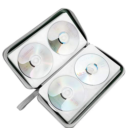 Siveit CD/DVD Case Holder, 80 Capacity Hard Plastic Disc Cases Storage Binder for Car, Home, Office, Travel (Dark Green) - color: Dark Green