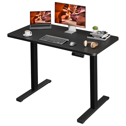 One-Piece Standing Desk 47 x 24 Inches, Small Adjustable Height Desk， Electric Sit Stand Desks Home Office Computer Workstation, Black - color: Black, size: 4724
