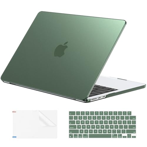 EooCoo Case Compatible with MacBook Air 13 inch M5 2026-2022 Release M4 M3 M2 A3449 A3240 A3113 A2681, Hard Shell&Keyboard Skin Cover&Screen Protector for Mac Air 13.6 inch, Matte Turquoise Green - color: Matte Turquoise Green