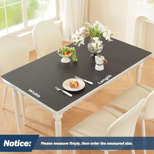 OstepDecor Black Table Cover Protector 16 x 28 Inch, 1.5mm Thick Plastic Table Cover, Dining Table Protector Pad, Waterproof & Easy Cleaning PVC Desk Mat for Dresser, Coffee & Kitchen Wooden Tabletop - color: Black+red, size: 16" x 28" (Rectangular)