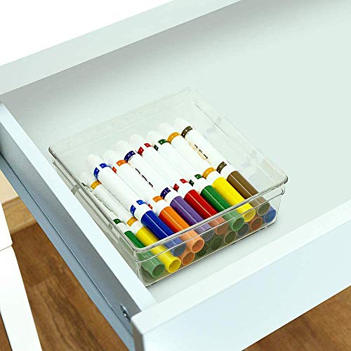 Glad Clear Plastic Organizer Bin – 6” x 6” x 2.2” Drawer Storage Tray with Non-Slip Feet, Clear (Pack of 6) - size: 6x6 (Pack of 6)