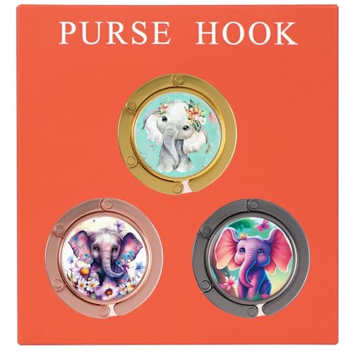 Folding Handbag Hanger - Portable Bag Holder, Women's Bag Table Hanger Hook(HL01-3P Cute Elephant) - color: HL01-3P Cute Elephant