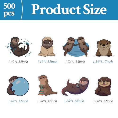 500 Pcs Cute Otter Stickers Roll Self Adhesive Waterproof Cartoon Animal Vinyl Decals for Birthday Party Decorations Supplies Favors Laptop Water Bottle Skateboard Luggage Phone Case Guitar Scrapbook - color: Otter Stickers Roll