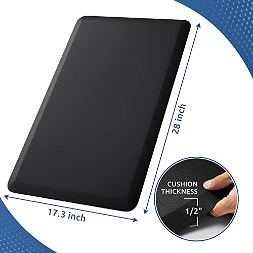 KitchenClouds Kitchen Mat Cushioned Anti Fatigue Rug 17.3"x28" Water Resistant, Non Slip, Standing and Comfort Desk/Floor Mats for House Sink Office (Black) - color: Black, size: 28"L x 17.3"W x 0.5"Th
